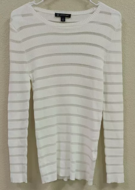 INC International Concepts White Striped Illusion Long Sleeve Sweater Sz XL NEW 2