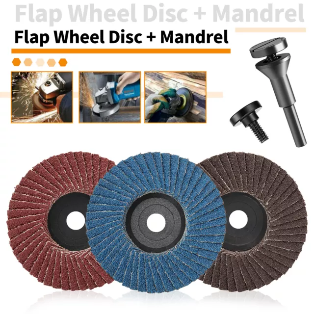 4Pcs 3inch Zirconia Flap Disc Alumina Sanding Disk Grinding Wheel Tool + Mandrel