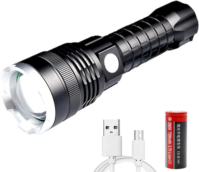 Torcia Ultra Potente, Torcia LED Ricaricabile USB-C Da 100000 Lumen Torce Tattiche Impermeabili Ip65 5 Modalita Zoombar Per Attivita Di Campeggio Allaperto Di Emergenza Batteria Da 5000 Mah 81139537