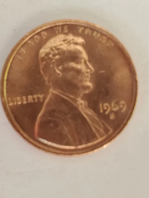 1969 S Uncirculated (BU) Lincoln Memorial Cent (Penny)