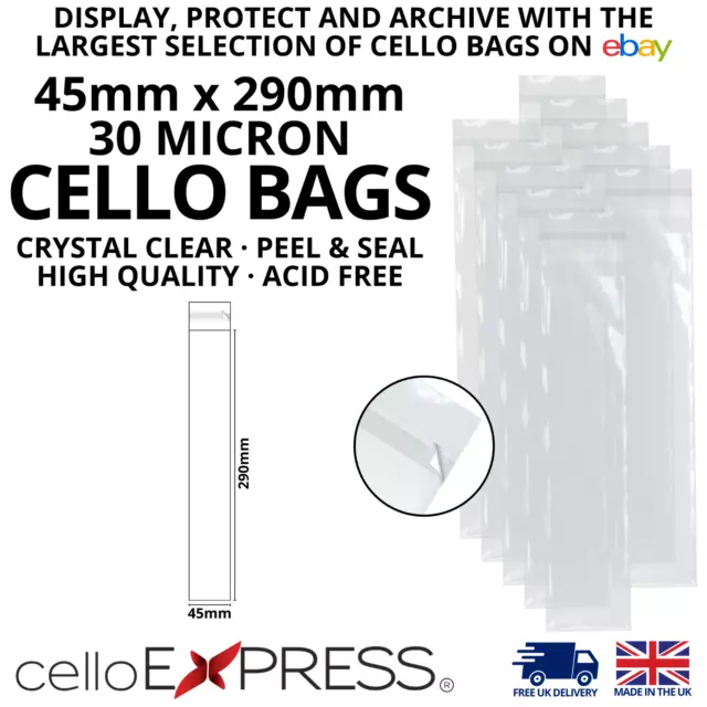 45mm Wide Cellophane Bag for Slim Gifts - Clear Tall/Slim Cello Display Bags