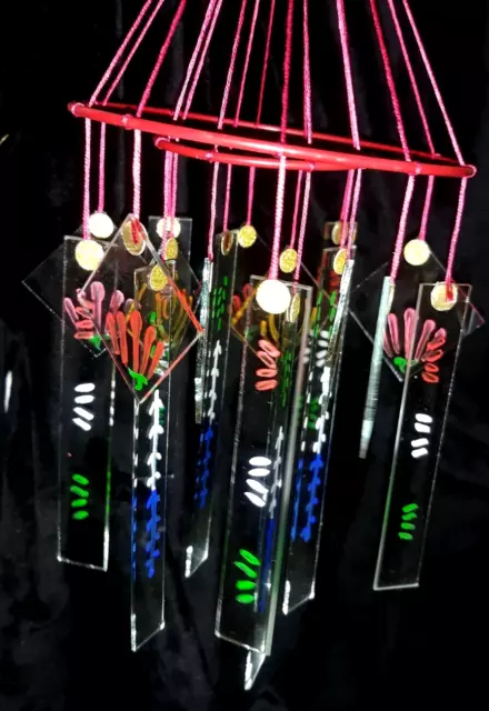 Vintage style Japanese glass wind chime Mimosa, Rose, Willow.  Authentic design