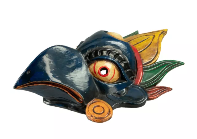 Masque Garuda - Rituel Tibétain - 31 cm -Bleu - Danse Bouddhiste - Nepal - 8993 3