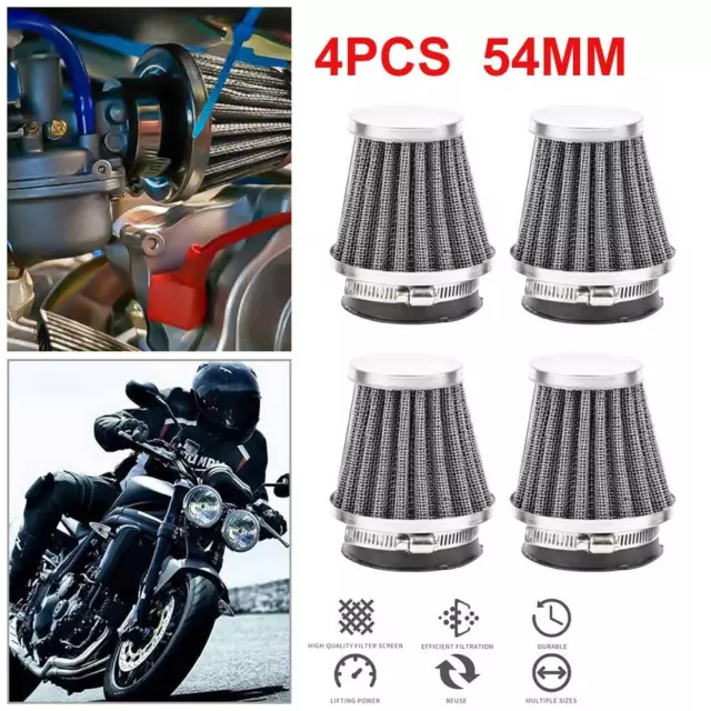 4Pcs 54mm Universal Air Intake Filter Pod Kit For Yamaha Suzuki Kawasaki Honda