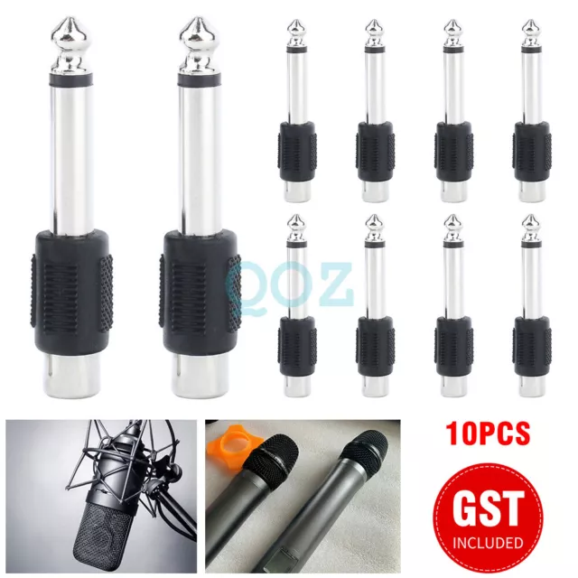 6.5mm 1/4" Male to Female RCA Connector Adapter Audio Plug Jack TS 6.35mm Mono