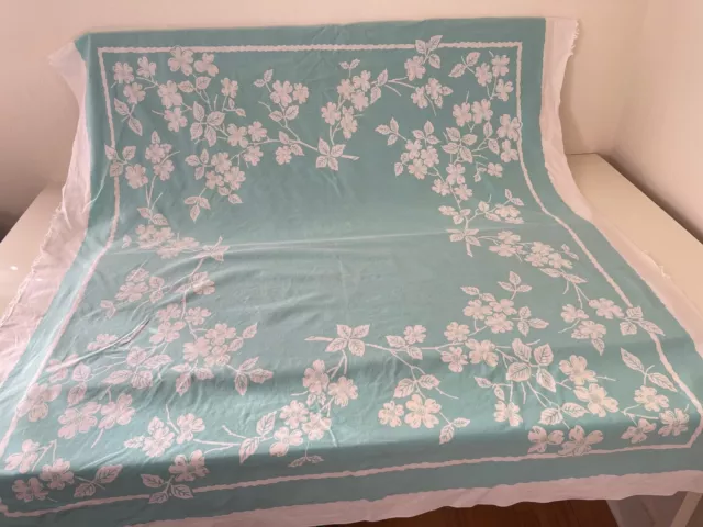 Vintage Mid Century Modern Cotton Tablecloth - Shabby Chic  YY770