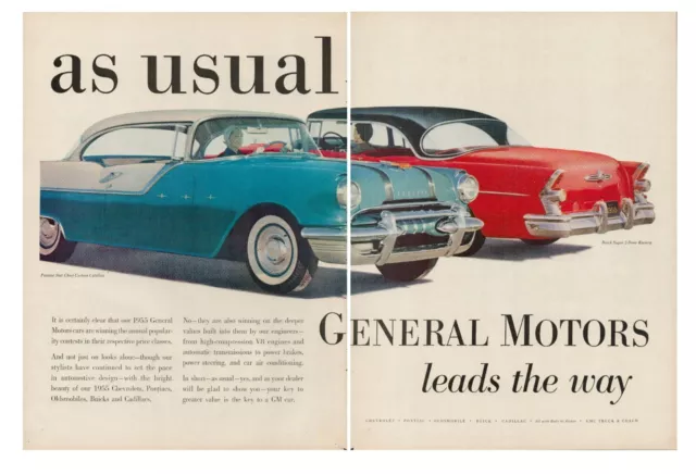 1955 Buick Riviera Super 2 Door Car Auto Vintage Print Ad General Motors GM USA