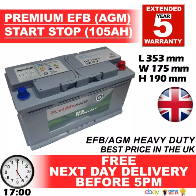 VartA G14 eq. Stop Start EFB (AGM) Car Battery 12V 105Ah 850A Type 019 MERCEDES