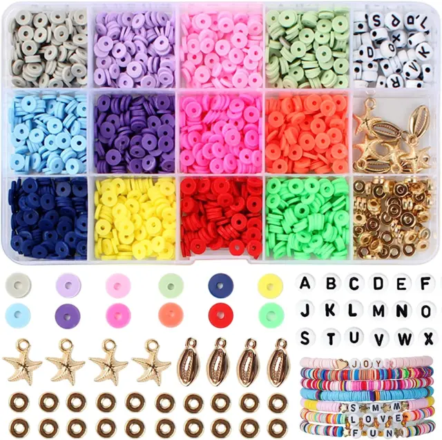 CLAY BEADS BRACELET Making Kit, 2600Pcs Flat Polymer Clay Beads Refill  Charms £10.97 - PicClick UK