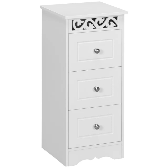 Armadietto Da Bagno In Legno Bianco - 2 Cassetti E 2 Ante, 60x30x76 Cm, Salvaspazio - Foto 3