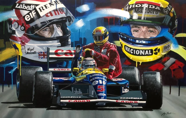A3 AYRTON SENNA and NIGEL MANSELL limited edition art print by Greg