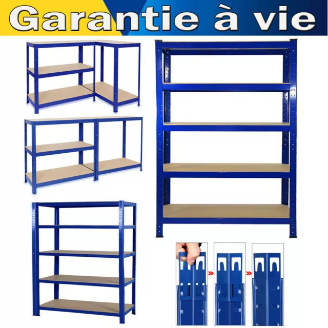 Etagère Rangement Garage Atelier 5 Niveaux Charge Lourde Clipsable Metallique A+