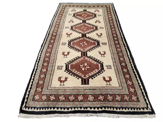 Wundervoller Handgeknüpfter Orientteppich Indien Gabbeh 198x100cm rug carpet