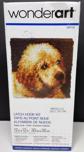 Spinrite Caron Wonderart Latch Hook Kit 12"X12"-Puppy Love, 426132C