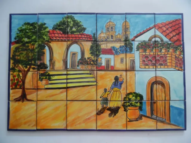 25" CERAMIC TILE MURAL mexican talavera mosaic hand painted backsplash