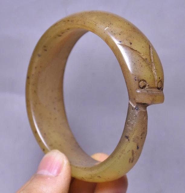 8CM China Hongshan Culture Old Jade Yu Pig Dragon Hook jewelry Bracelet Bangle