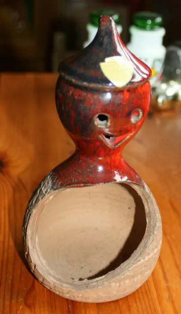 Vintage Ceramic candle holder Red glaze Ernst Faxe Denmark 1960*