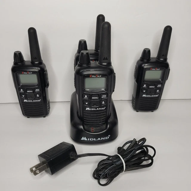 4 Midland LXT600PA Rechargeable Walkie Talkies w/ Charger Base - no clips 
