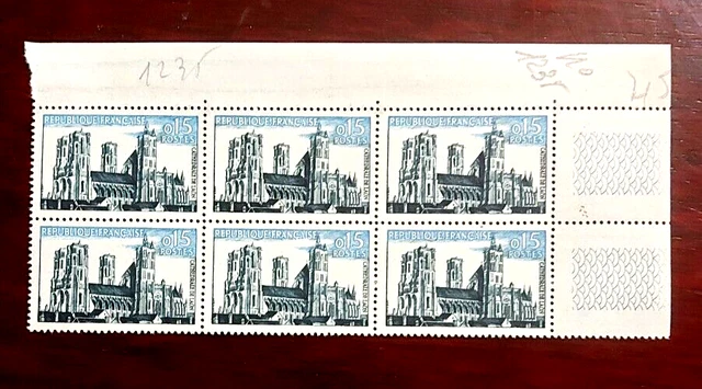 France 1960 bloc de 6 timbres N** YT N° 1235 cathédrale de Laon