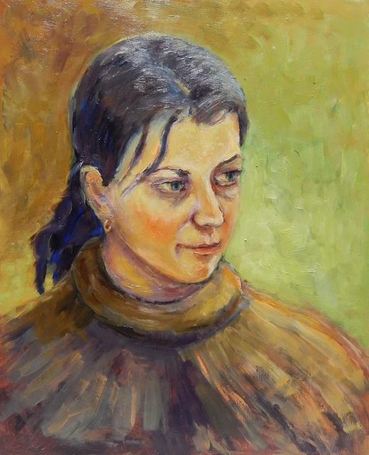 ORIGINAL OIL PAINTING Girl Woman Female Portrait by Ukrainian Artist ...