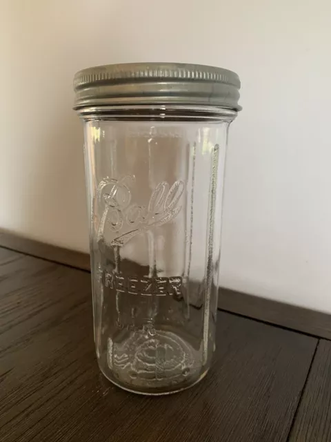 Vintage 1948 Ball Freezer Glass Canning Jar w/ Plain Zinc  Cap 24 Oz.