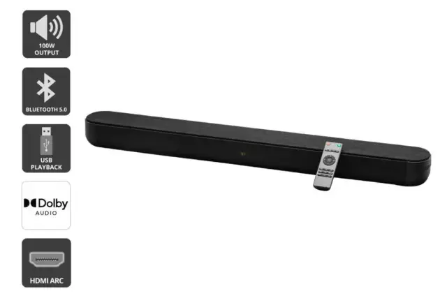 Kogan 2.2 Channel 100W Dolby Soundbar with Built-in Subwoofer, Soundbars