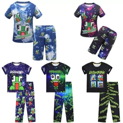 2Pcs Boys Girls T-shirt Pants Pjs Set Pajamas Outfit Nightwear Kids Gift 5-12Y
