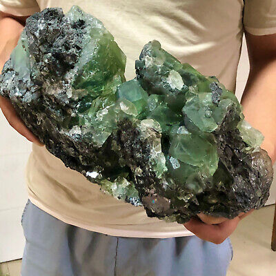 24.5lb Natural Green cubic Fluorite Crystal Cluster mineral sample healing