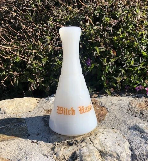 Vintage Witch Hazel Milk Glass Barber Bottle Bath Decor Clambroth