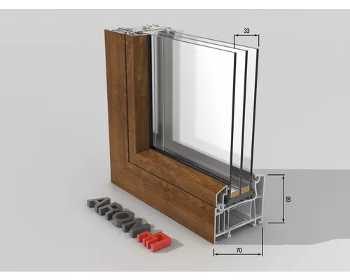 Kunststofffenster Festverglasung ARON Basic weiß/golden oak 750x1900 mm (nicht ö 2