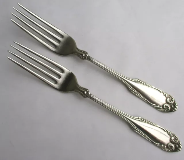 South American solid silver 2 forks vintage beaded