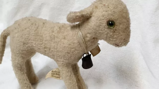 Altes STEIFF Lamm "LAMBY" ca. 17cm Höhe, 40er J. ? Made in US-Zone Germany