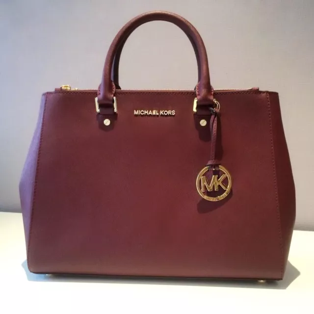 Michael Kors Sutton "Jet Set Travel"-Handtasche "L" Oxblood Saffiano Leder