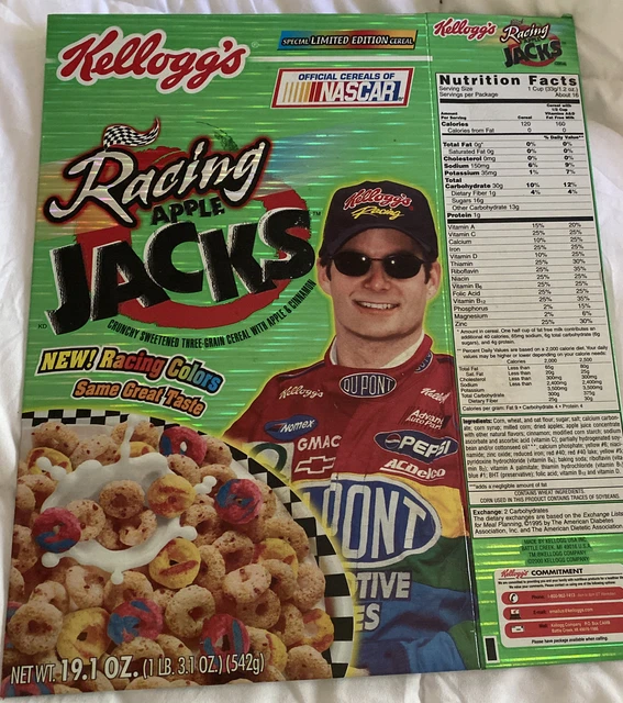 NASCAR VINTAGE 2000 Kelloggs Racing Apple Jacks Jeff Gordon Cereal Box