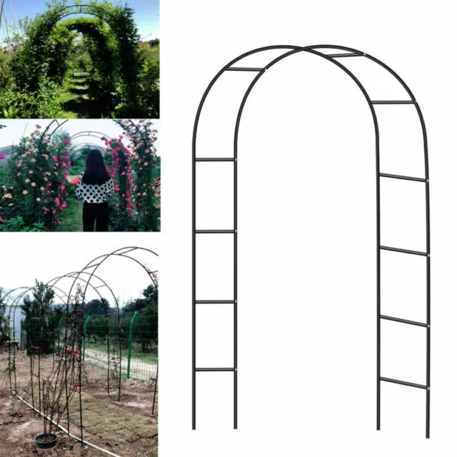 Arco Ayuda Posicionamiento Metal para Plantas Trepadoras, Rosas Jardín Negro