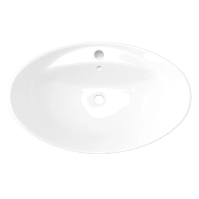 Keramik Waschtisch Waschbecken Aufsatzwaschbecken Waschschale Oval weiß KBW011 2
