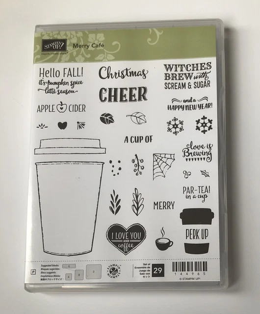 Stampin Up MERRY CAFE Stamp Set Coffee Drinks Christmas Halloween Pumpkin Spice Stampin Up MERRY CAFE Stamp Set Coffee Drinks Christmas Halloween Pumpkin Spice