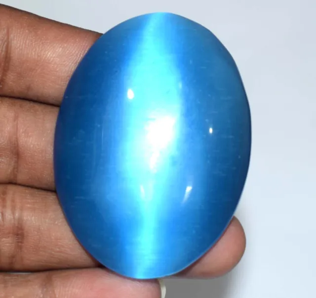 161.60 Ct Blue Cat's Eye Loose Gemstone Natural Oval Cabochon Certified Y731
