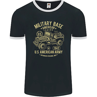 T-shirt Ringer da uomo base militare esercito americano 4x4 off road fotol