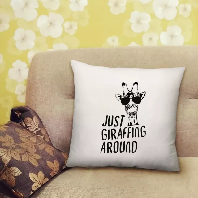 Just Giraffing Around Giraffe Print Cushion Gift with Fill Insert - 40cm x 40cm