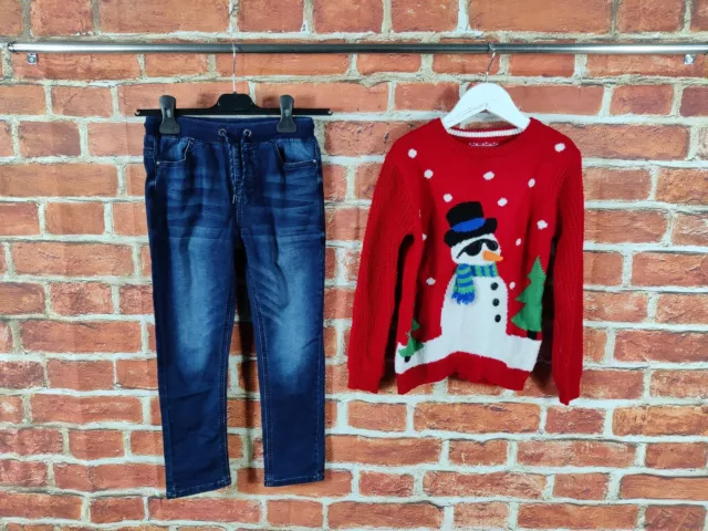 Paquete De Jeans Jumper De Navidad De 7-8 Años Next Primark Pull On Paquete De Niños 128Cm