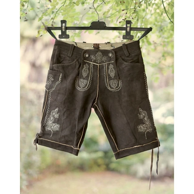 PANTALONCINI 6/7 anni/ 128 BAMBINO IN PELLE STILE TIROLESE BAVARESE