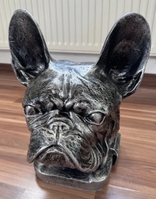 Figuren Shop GmbH Tierfigur Französische Bulldogge Welpe Figur liegend grau  - Dekofigur Tierdeko