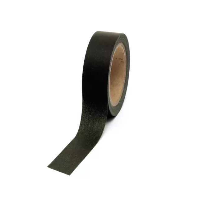 Black Washi Tape Plain Solid 15mm x 10m