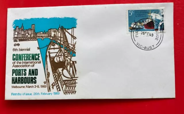 Aust. FDC 1969 6th Biennial Conf. Int. Assoc. of Ports & Harbours-Green & Gold