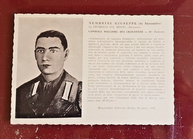 CARTOLINA NEMBRINI GIUSEPPE granatiere formato grande anni '40 EUR 6,90