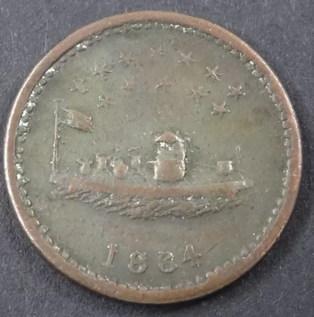 1864 Our Navy Civil War Token Monitor & Stars Patriotic