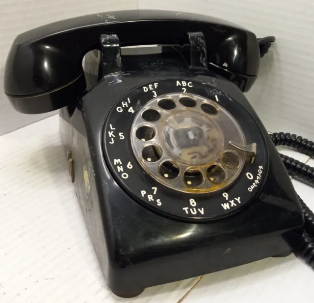Teléfono vintage eléctrico Bell Systems occidental esfera giratoria negra ATT años 80 para repuestos