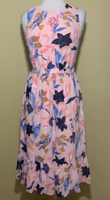 NWT J Crew Factory Crinkle Tiered Midi Dress Floral Pink Size 4