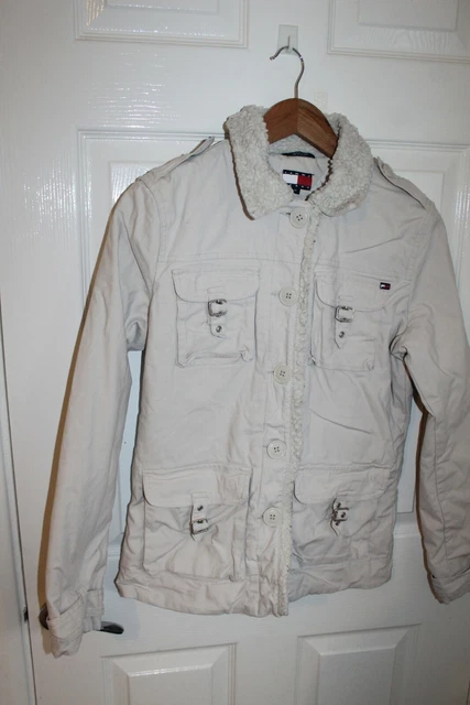 Tommy Ragazza Jeans Vintage Finto Shearling Utility Jacket Medium Y2k Retro 2003 anni 00